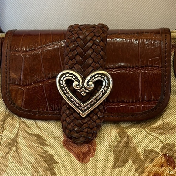 Brighton Floral Fabric with Leather Trim Foldable Bag - EUC - Picture 5 of 11